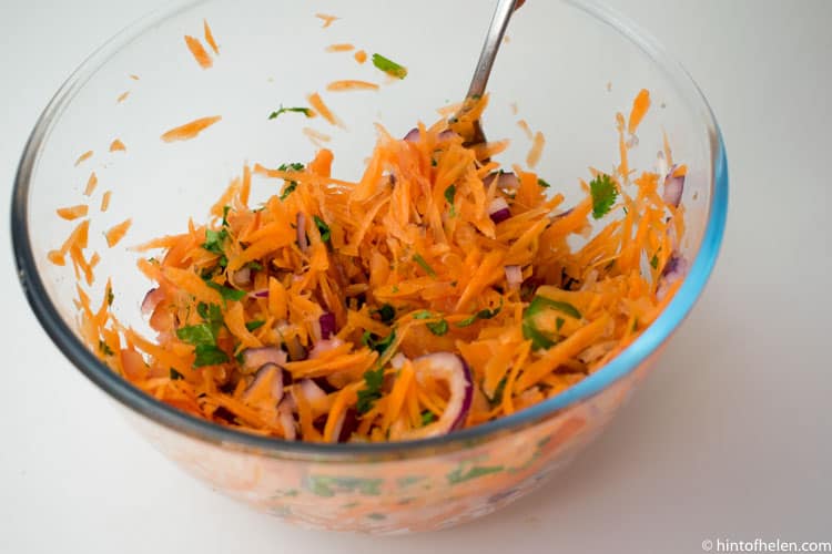Carrot Red Onion Chilli Salad | Hint of Helen