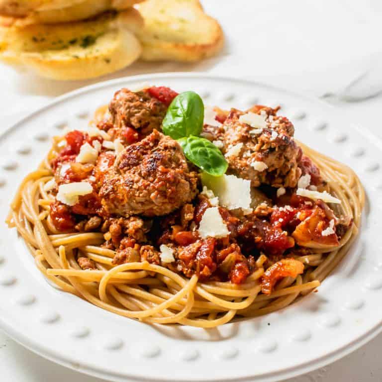 Turkey Meatballs Recipe | Garlic Tomato Sauce | Hint Of Helen