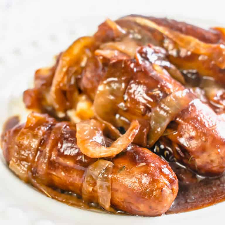 Actifry Sausages with Onion Gravy Recipes Hint Of Helen