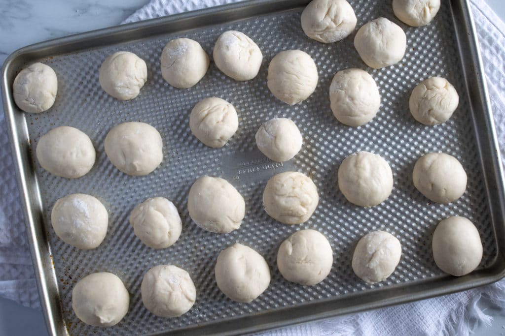dough balls on baking tray