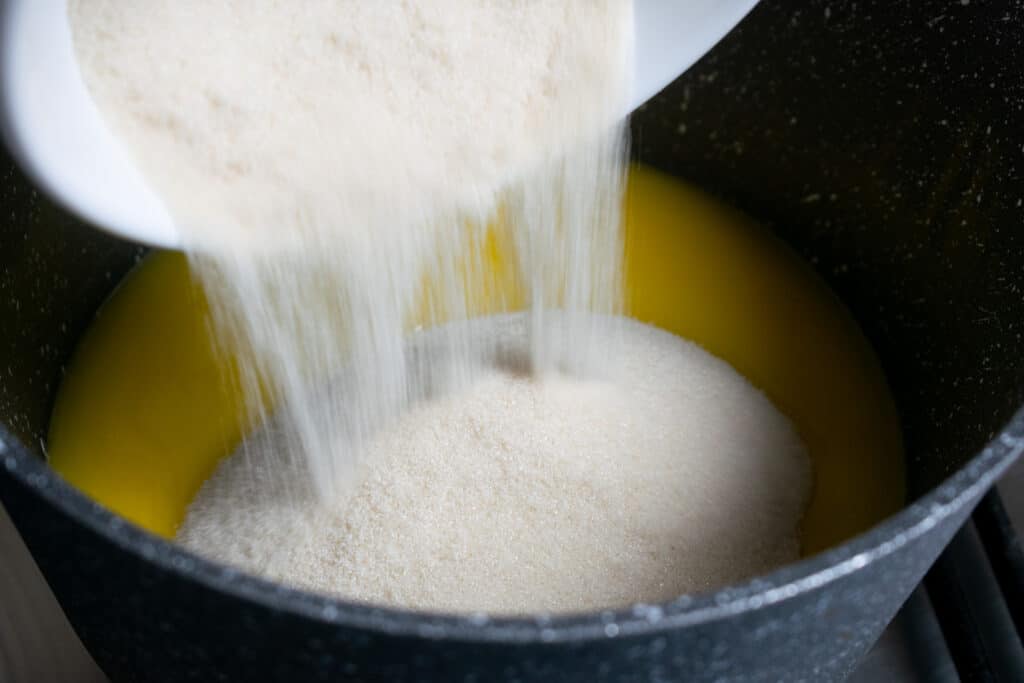 sugar into butter