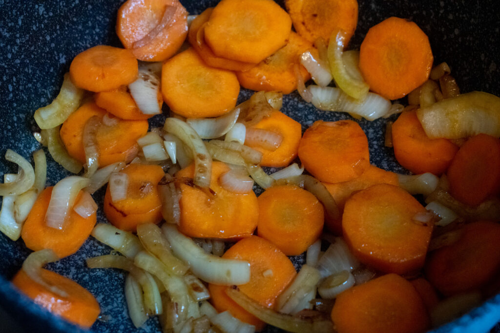 onion and carrots cooked