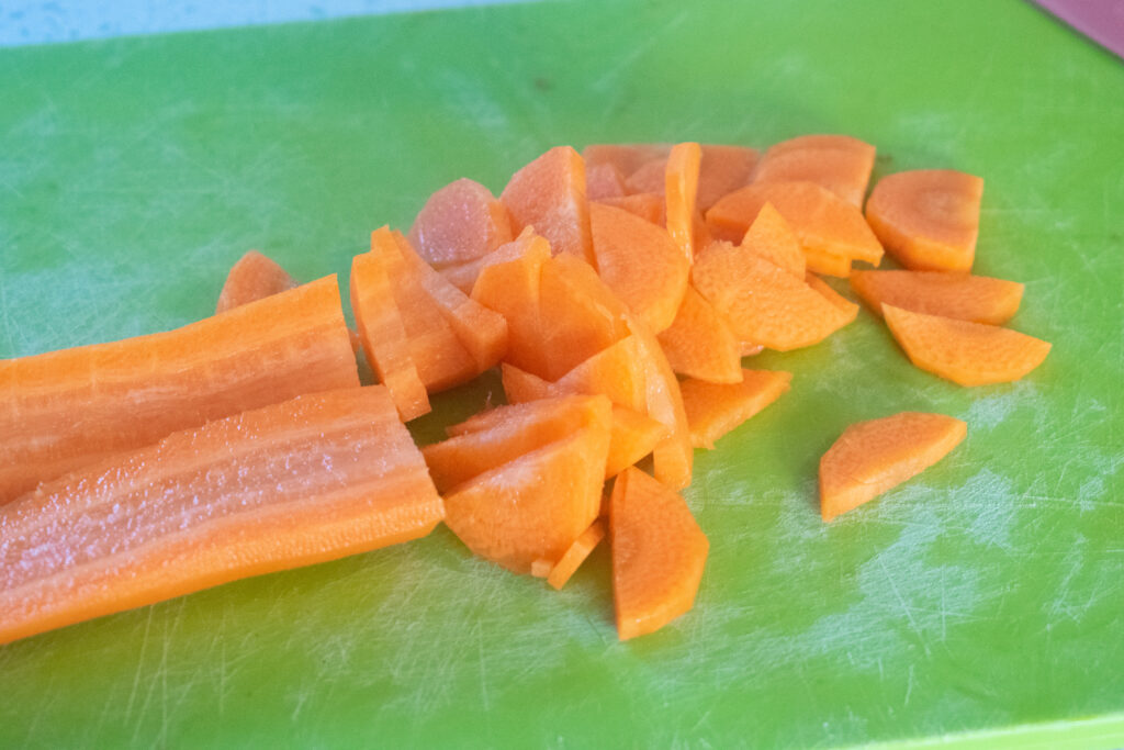 chopping carrots