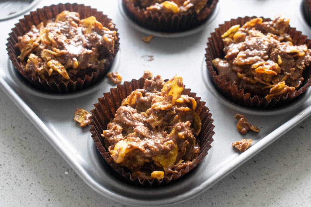 cornflake cake in tin