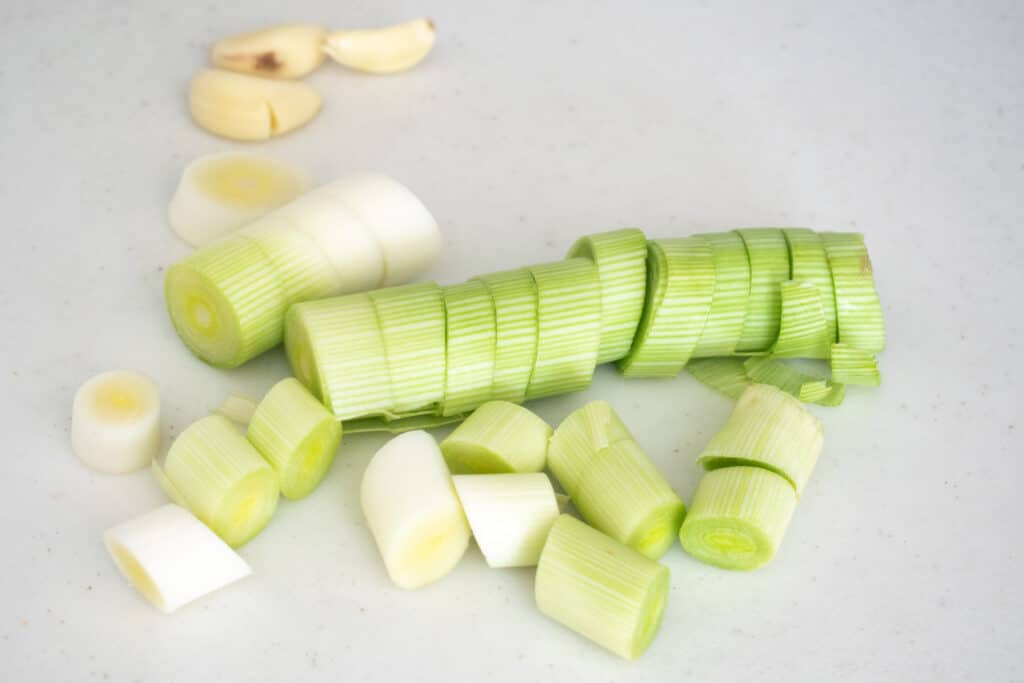 Chopped leek for soup