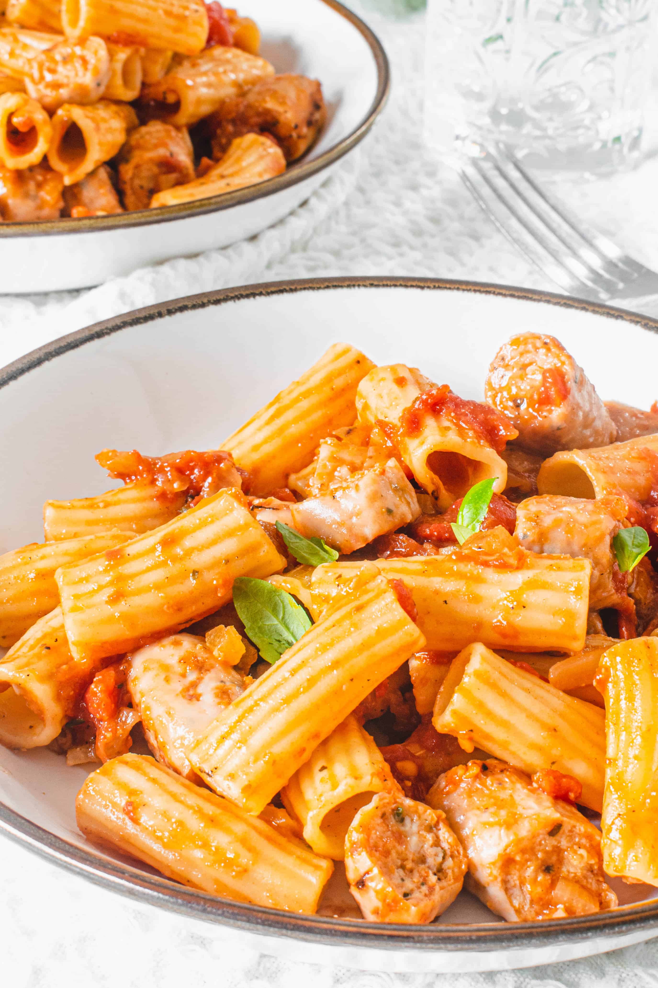 Cheesy Tomato Sausage Pasta Hint Of Helen