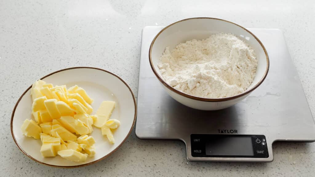 flour and butter for pastry