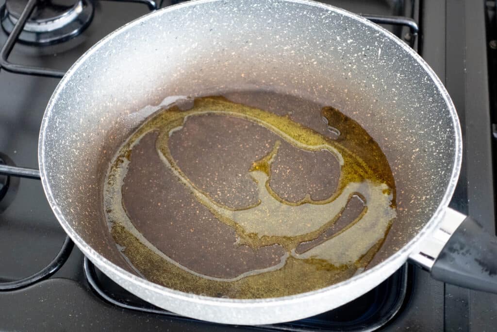 oil in hot pan