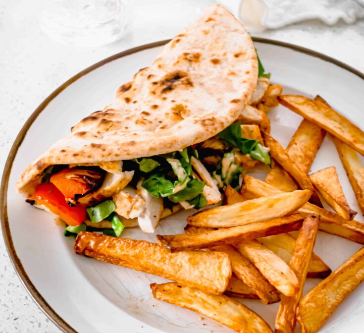 chicken wrap and chips made in the ninja air fryer