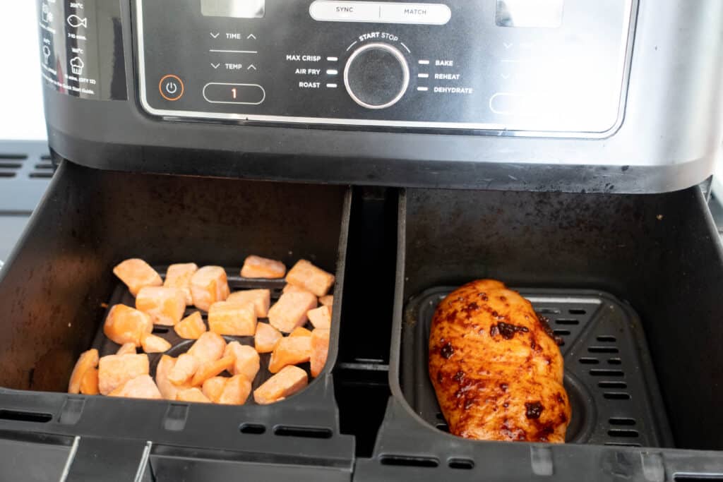 chicken and sweet potato in the air fryer
