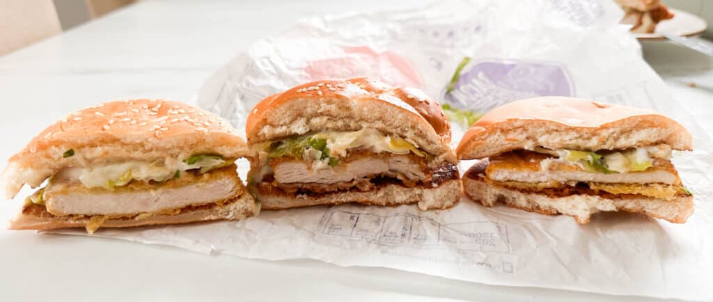 mcdonalds chicken burgers side by side