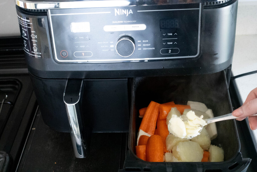 veg in the drawer with beef dripping ninja dual