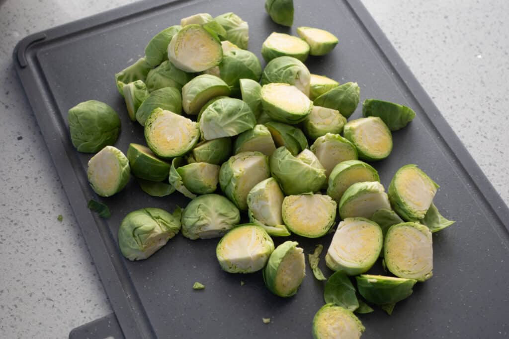 sprouts washed and cut in halves 