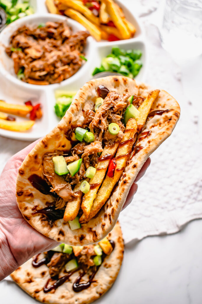 pulled hoisin chicken flatbreads easy slow cooker recipe