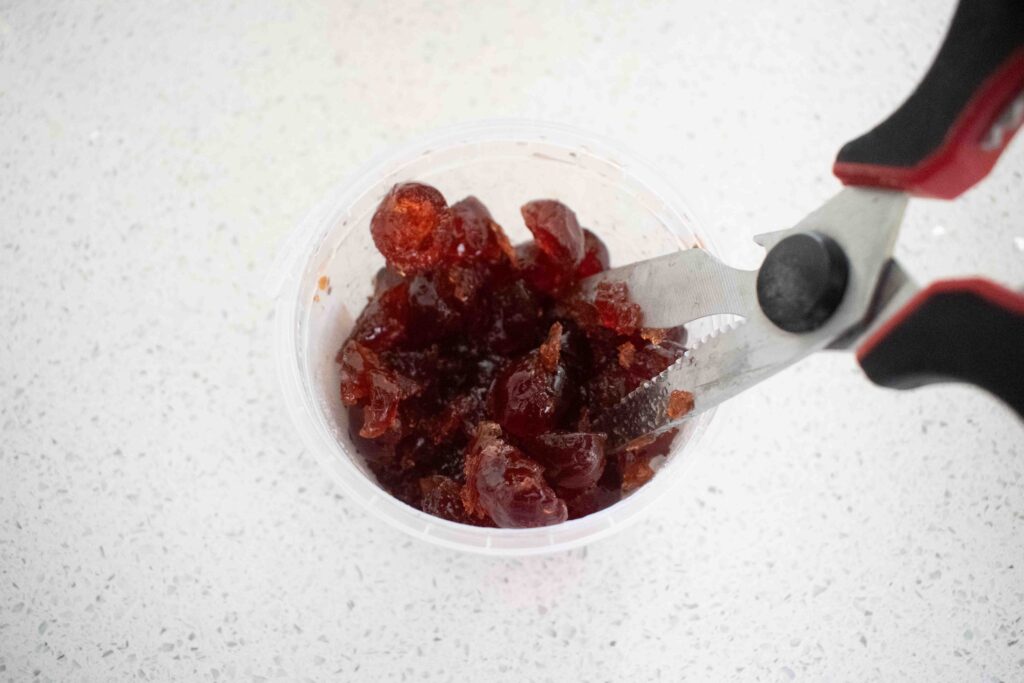 cutting glace cherries