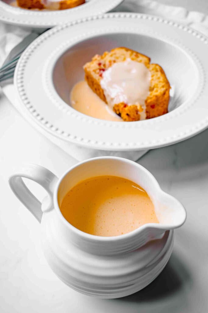 easy custard with milk sugar vanilla and eggs 