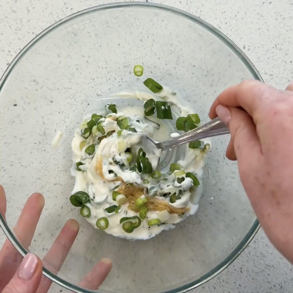 ingredients for dressing of very easy potato salad