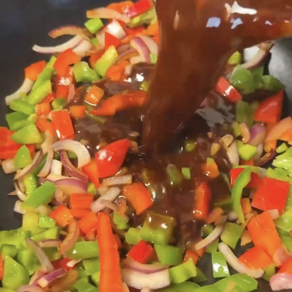Chilli sauce on veg
