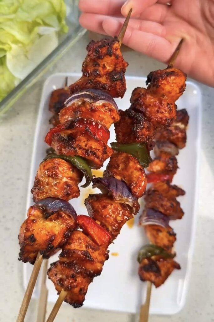 cooked chicken tikka skewers