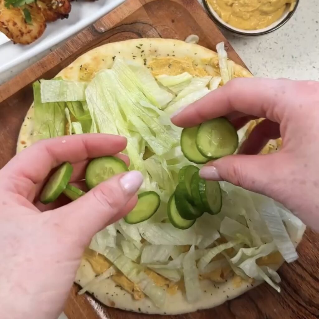 flatbread with lettuce and cucumber