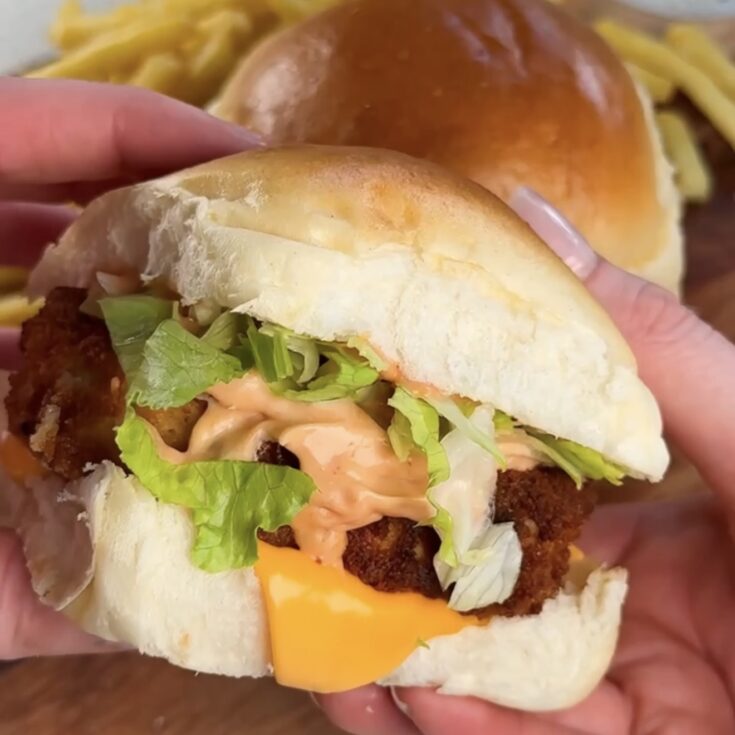 crispy juicy chicken kyiv burgers