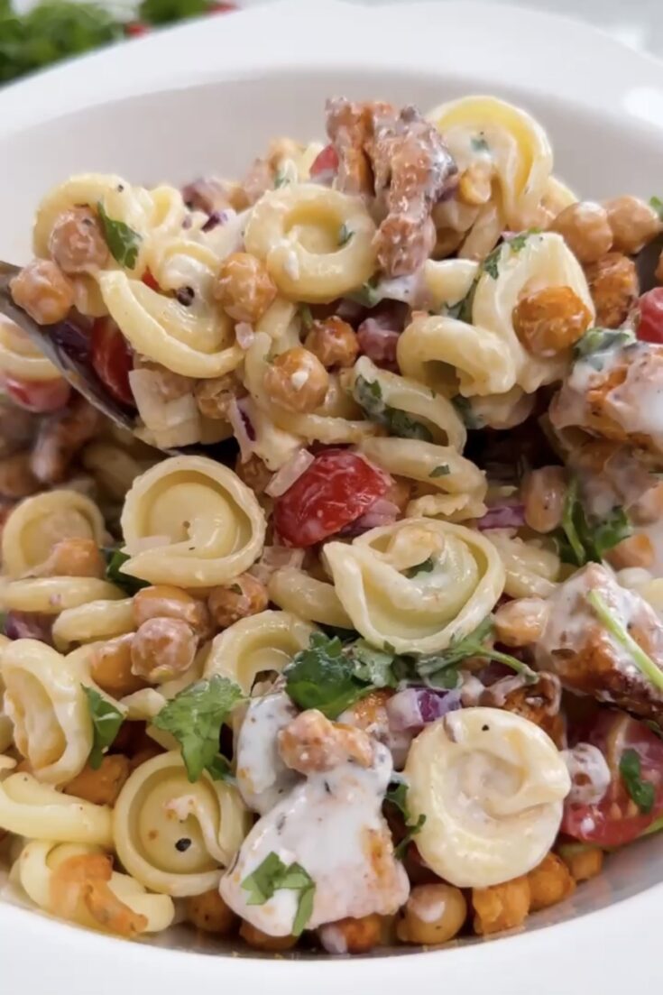 High-Protein Chicken & Chickpea Pasta Salad